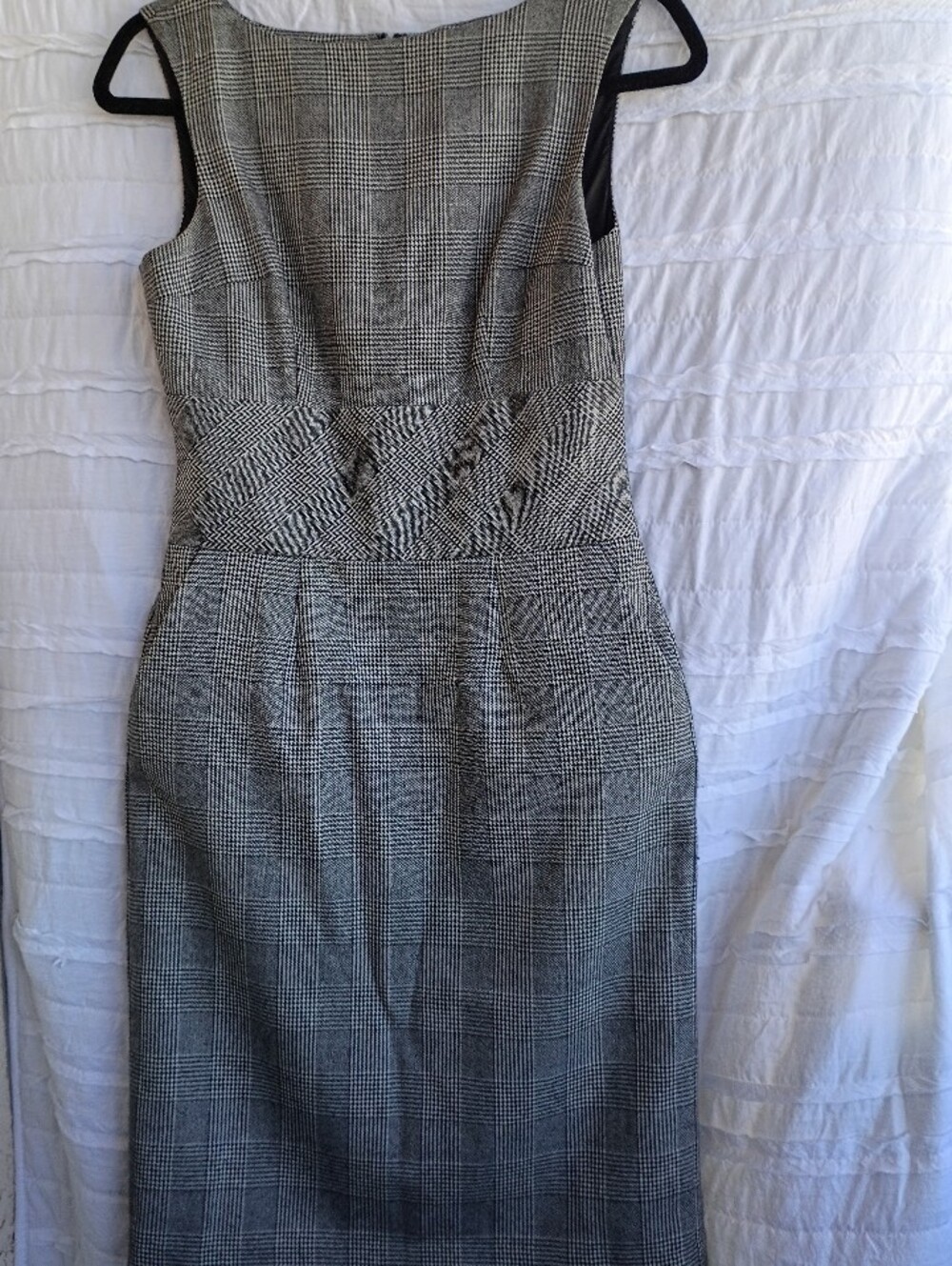 Banana Republic Gray Plaid Wool Blend Sleeveless Sheath Dress Size 0
